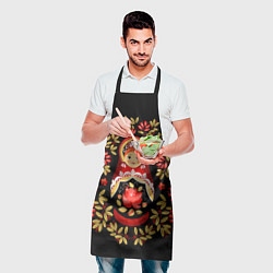 Фартук кулинарный Матрешка - хохлома, цвет: 3D-принт — фото 2