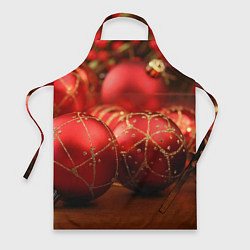 Фартук кулинарный Красные украшения, цвет: 3D-принт