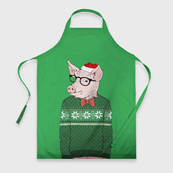 Фартук кулинарный New Year: Hipster Piggy, цвет: 3D-принт