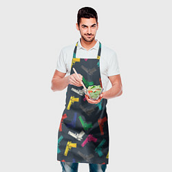 Фартук кулинарный Разноцветные пистолеты, цвет: 3D-принт — фото 2
