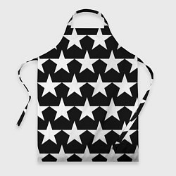Фартук кулинарный Белые звёзды на чёрном фоне 2, цвет: 3D-принт