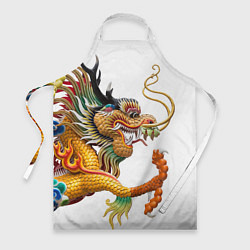 Фартук кулинарный Желтый китайский дракон 3D, цвет: 3D-принт