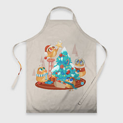 Фартук кулинарный Зверята празднуют новый год, цвет: 3D-принт