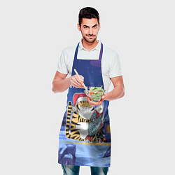Фартук кулинарный Тигр с огромной рыбой, цвет: 3D-принт — фото 2