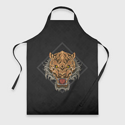 Фартук кулинарный Голова тигра в ромбе, цвет: 3D-принт
