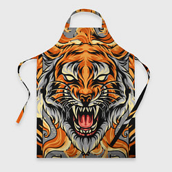 Фартук кулинарный Символ года тигр в гневе, цвет: 3D-принт