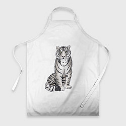 Фартук кулинарный Сидящая белая тигрица, цвет: 3D-принт
