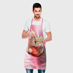 Фартук кулинарный Медвежонок с сердечком День влюбленных, цвет: 3D-принт — фото 2