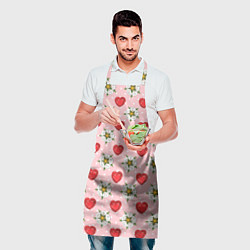 Фартук кулинарный Сердечки и цветочки паттерн, цвет: 3D-принт — фото 2