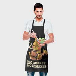 Фартук кулинарный Пикачу без кофе не работаем, цвет: 3D-принт — фото 2