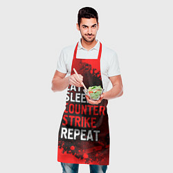 Фартук кулинарный Eat Sleep Counter Strike Repeat Брызги, цвет: 3D-принт — фото 2