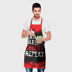 Фартук кулинарный Eat Sleep Creed Repeat - Краски, цвет: 3D-принт — фото 2