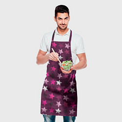 Фартук кулинарный Бордовые звезды, цвет: 3D-принт — фото 2