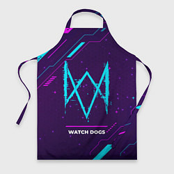 Фартук Символ Watch Dogs в неоновых цветах на темном фоне