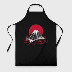 Фартук кулинарный Гора Фудзи Цветение сакуры, цвет: 3D-принт