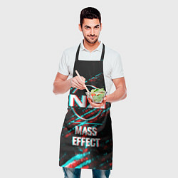 Фартук кулинарный Mass Effect в стиле Glitch Баги Графики на темном, цвет: 3D-принт — фото 2