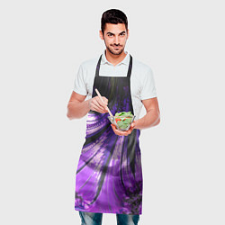 Фартук кулинарный Неоновый фрактал черный с фиолетовым Абстракция, цвет: 3D-принт — фото 2