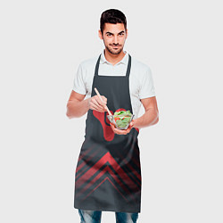 Фартук кулинарный Красный Символ Destiny на темном фоне со стрелками, цвет: 3D-принт — фото 2