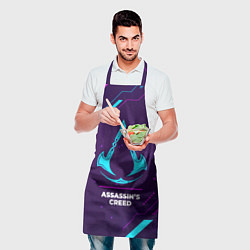 Фартук кулинарный Символ Assassins Creed в неоновых цветах на темном, цвет: 3D-принт — фото 2