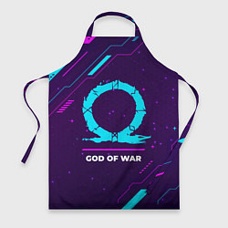 Фартук кулинарный Символ God of War в неоновых цветах на темном фоне, цвет: 3D-принт