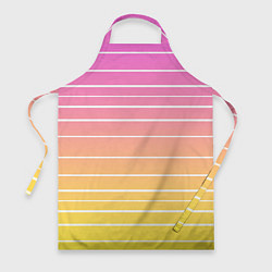 Фартук кулинарный Белые полосы на розовом и желтом градиенте, цвет: 3D-принт