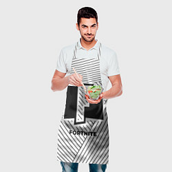 Фартук кулинарный Символ Fortnite на светлом фоне с полосами, цвет: 3D-принт — фото 2