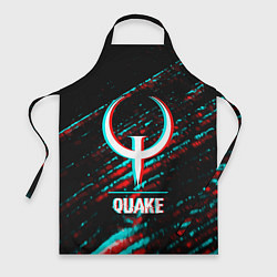Фартук кулинарный Quake в стиле glitch и баги графики на темном фоне, цвет: 3D-принт