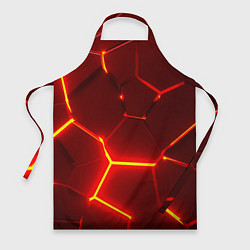 Фартук кулинарный Красные неоновые геометрические плиты, цвет: 3D-принт