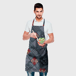 Фартук кулинарный Red and blue denim patchwork, цвет: 3D-принт — фото 2