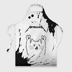 Фартук кулинарный Metallica рок кот на светлом фоне, цвет: 3D-принт