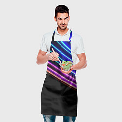 Фартук кулинарный Неоновые полосы на черном, цвет: 3D-принт — фото 2