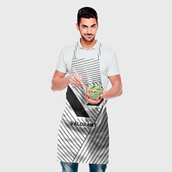 Фартук кулинарный Символ Valorant на светлом фоне с полосами, цвет: 3D-принт — фото 2