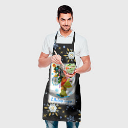 Фартук кулинарный Новый год зайчик несёт ёлочку, цвет: 3D-принт — фото 2
