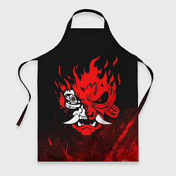 Фартук кулинарный Cyberpunk 2077 - Логотип в огне, цвет: 3D-принт