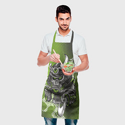 Фартук кулинарный Неоновый самурай-воин, цвет: 3D-принт — фото 2
