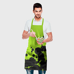 Фартук кулинарный Чёрные кляксы на зелёном фоне, цвет: 3D-принт — фото 2