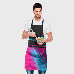 Фартук кулинарный Mercedes - neon gradient: символ сверху, цвет: 3D-принт — фото 2