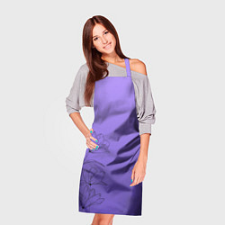 Фартук кулинарный Красивый фиолетовый градиент с цветами, цвет: 3D-принт — фото 2