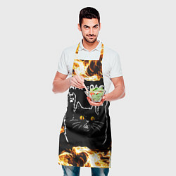 Фартук кулинарный Papa Roach рок кот и огонь, цвет: 3D-принт — фото 2