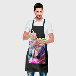 Фартук кулинарный Человек-бензопила Пауэр на разноцветном фоне, цвет: 3D-принт — фото 2