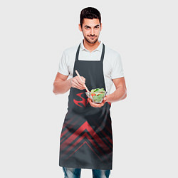 Фартук кулинарный Красный символ Hitman на темном фоне со стрелками, цвет: 3D-принт — фото 2