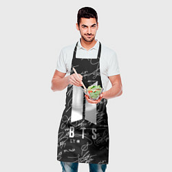 Фартук кулинарный BTS - Автографы, цвет: 3D-принт — фото 2