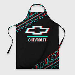 Фартук Значок Chevrolet в стиле glitch на темном фоне