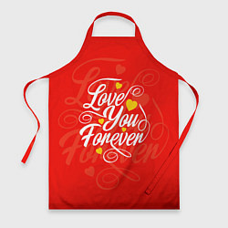 Фартук кулинарный Love you forever - hearts, patterns, цвет: 3D-принт