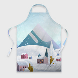 Фартук кулинарный Зимние горы - минимализм, цвет: 3D-принт
