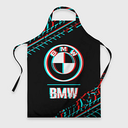 Фартук кулинарный Значок BMW в стиле glitch на темном фоне, цвет: 3D-принт