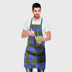 Фартук кулинарный Ткань Шотландка сине-зелёная, цвет: 3D-принт — фото 2