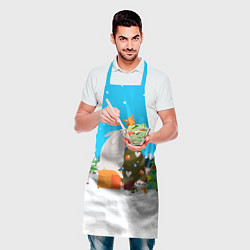 Фартук кулинарный Крупный заяц наряжает елочку, цвет: 3D-принт — фото 2