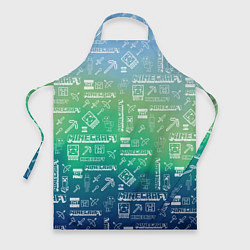 Фартук кулинарный Майнкрафт символы на потертом фоне, цвет: 3D-принт