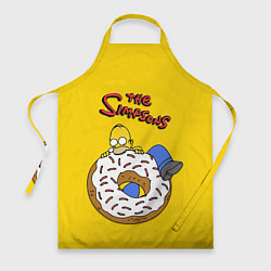 Фартук кулинарный Гомер Симпсон ест пончик, цвет: 3D-принт